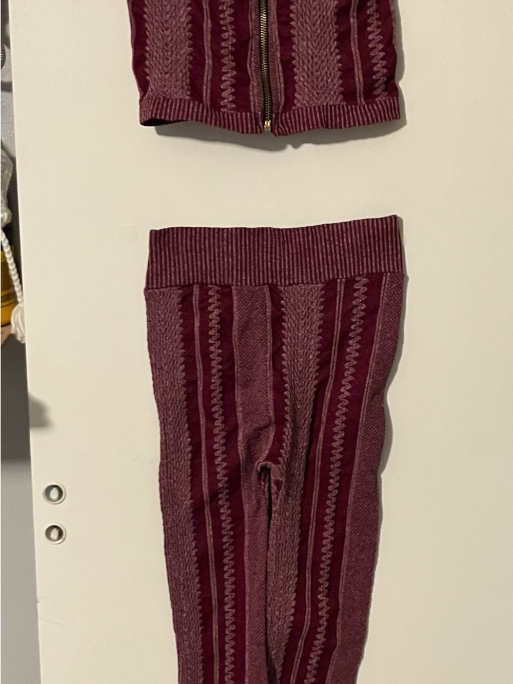Knit Burgundy Patterned Leggings
